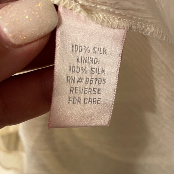 Rebecca Taylor 100% Silk Deep V-Neck Embellished Cream Shell/Tank/Blouse - Picture 7 of 12